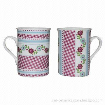 9oz Straight Porcelain Mug with Floral Designs